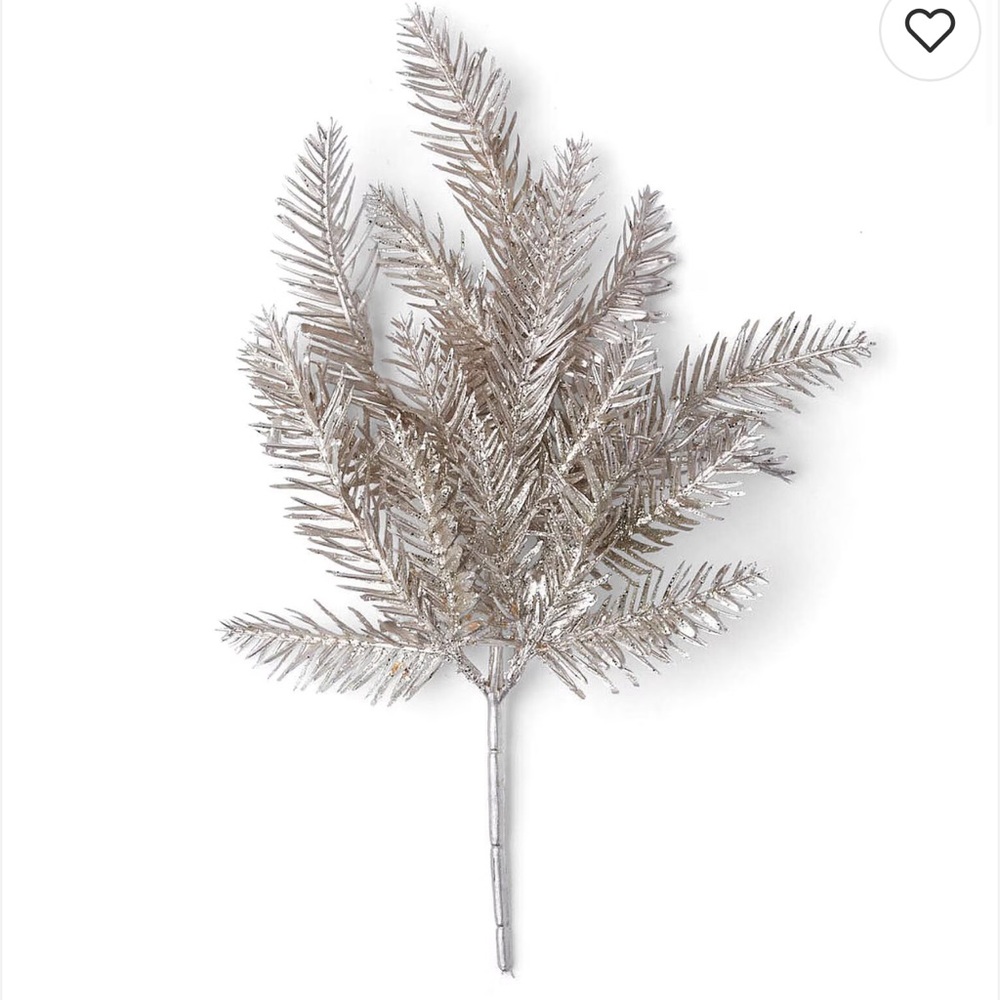 Silver Glitter Fern Branch